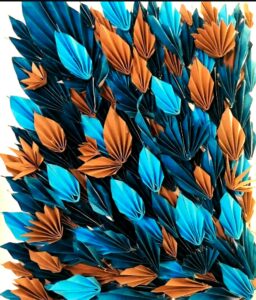 tableau origami volume bleu canard.